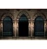 Medieval Castle Backdrop Halloween Decoration Brick Wall Iron Gate Pumpkin Graveyard Gothic Party Backgrounds for photographs
