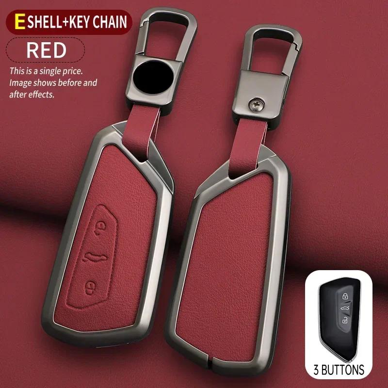 Zinc Alloy Genuine Leather Auto Key Fob Cover Case Housing Fit For Vw Volkswagen Golf 8 Skoda Octavia A8 Mk8 Seat Leon Mk4 Accessory