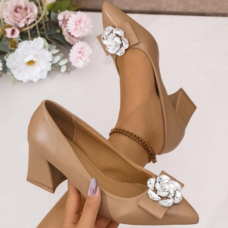 

Elegant Glitter Camellia Flower Decoration Pumps Women Pointed Toe Square High Heels Pumps Women Summer Fashion Office Shoes 42 хаки