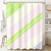 Modern Bath Shower Curtain Set: Soft Pastel Green Pink Striped Waterproof Fabric Decorative Bathroom Closures Blue Color Availab
