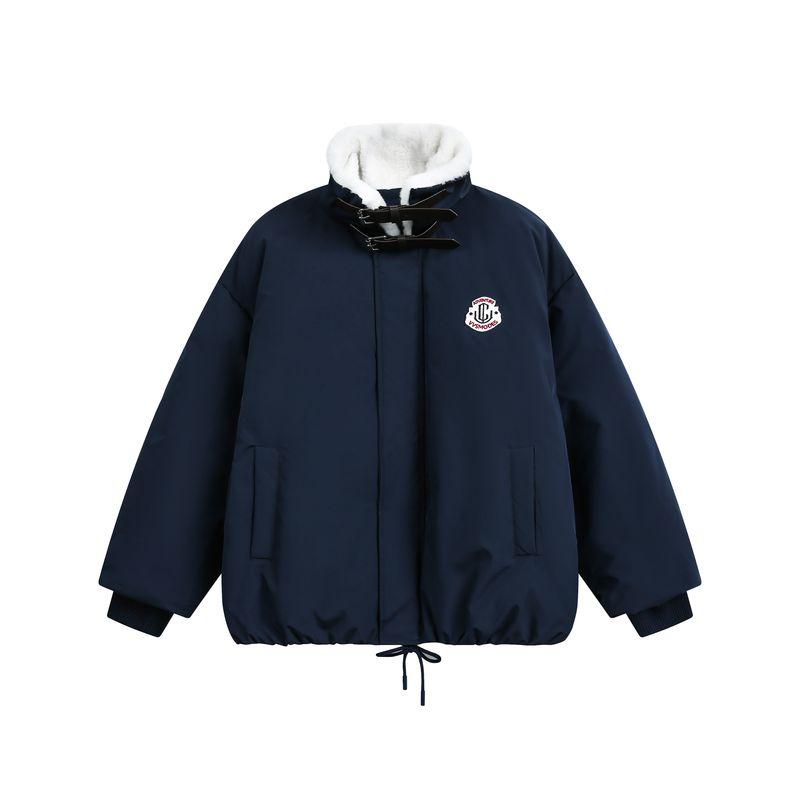 

Dream Made Lamb Wool Embroidered Cotton Jacket for Men, Winter Thickened Workwear Cotton Coat, Windproof and Warm Cotton Jacket Navy Blue X L