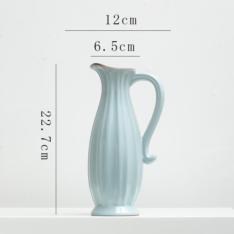 Chinese Zen Ru Kiln Ceramic Vase for Home Decor: Ideal for Living Room or Entryway Flower Arrangements and Green Plants