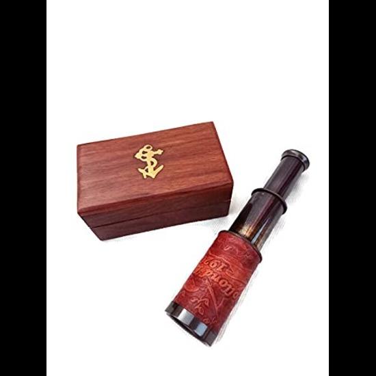 

6-дюймовый телескоп с деревянным корпусом, винтажная мини-ручная подзорная труба, морская, маленькая, латунная, для [детей и детей]