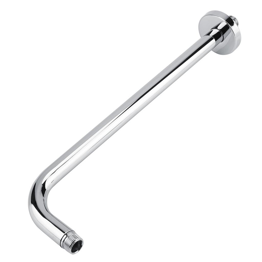 Extra Long Stainless Steel Shower Rain Head Arm Replacement Flange Set Wall Fixed Chrome Finish
