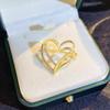 Women's Double-Layer Gold Heart Brooch Pin for Autumn/Winter Suit Jacket
