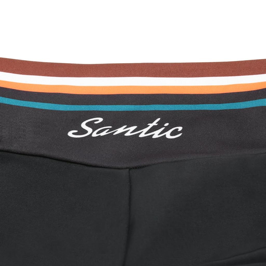 Santic Cycling Racer Cycling Tights with and Size L Women's Pants, Autumn/Winter Pants, Fleece-Lined Pad, Lightweight, Warm, Elastic, Black,