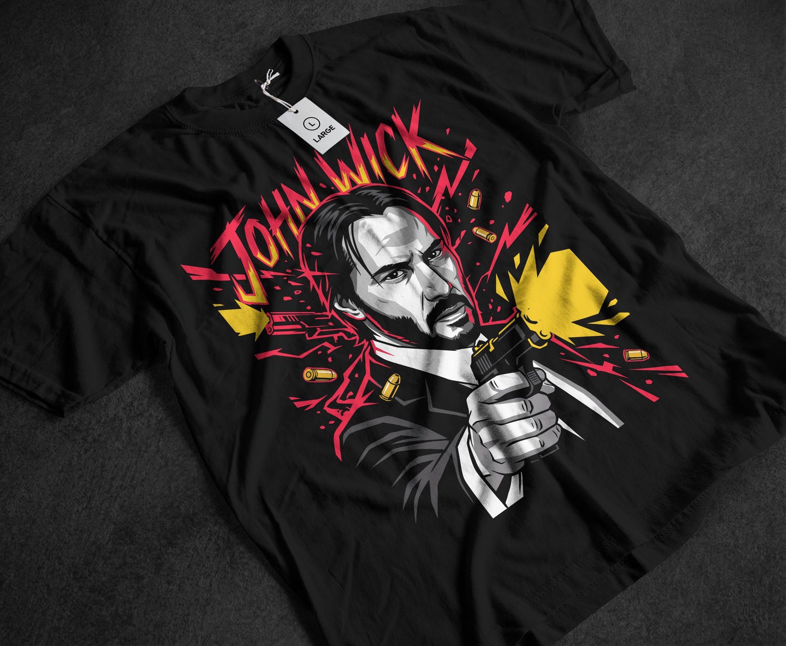 Cyberpunk Film Unisex T-Shirt, John Wick, Baba Yaga, Action Story, Thriller, Gift for Son 100