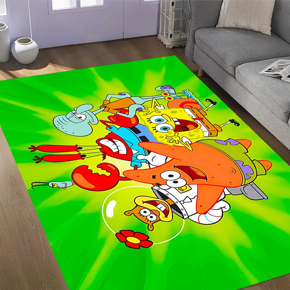 Spongebob Squarepants Adventure Themed Anti-Slip Rugs - Polyester Home Decor, Suitable for Bedrooms, Living Rooms, Doorways, Studios, and Decorations