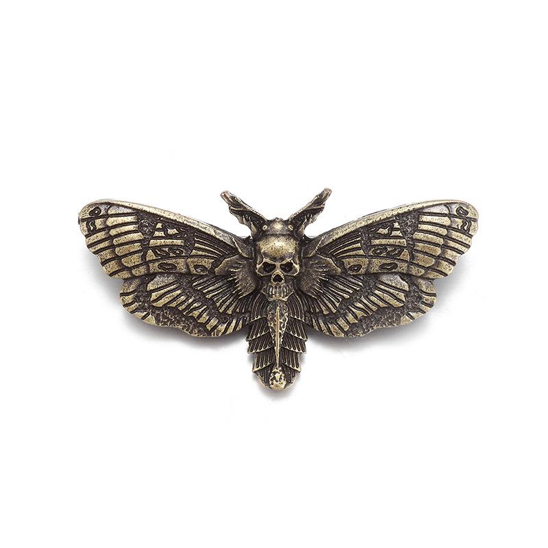 Gotische Totenkopfmotte Brosche Retro Mode Brustschmuck Anhänger Halskette