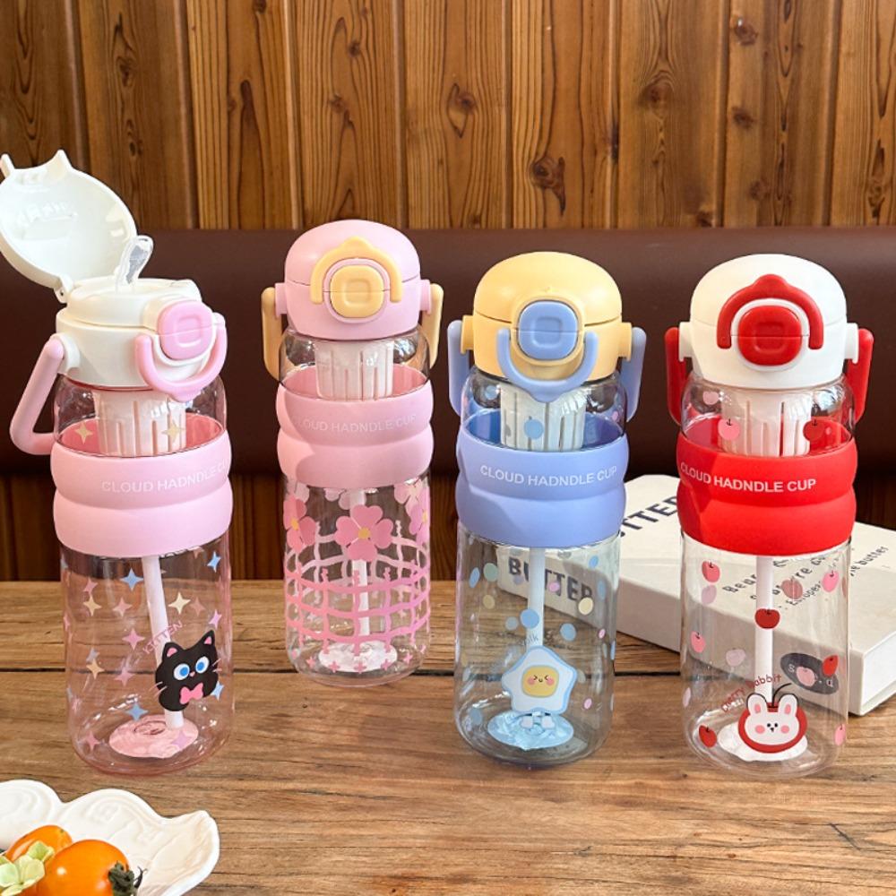 

Plastic Straw Water Bottle Double Drink Sippy Cup New Water Cup Gifts червоний