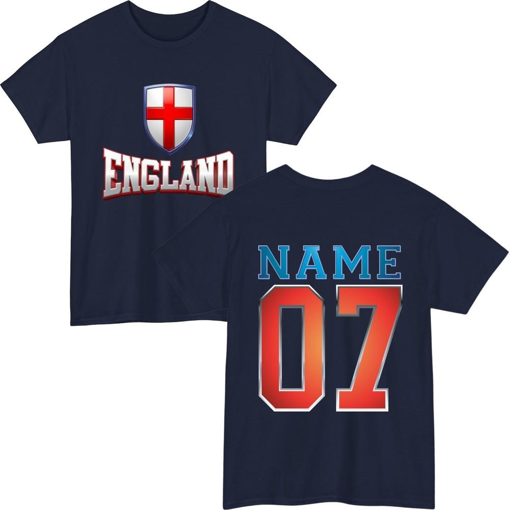 Personalised England Football Sports TShirt Custom Name Number Soccer Tee S