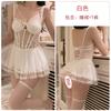 Women's Lace Sheer Deep V Push Up Padded Lingerie Sleep Dress Set