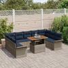 Garden Sofa Set with Cushions 10 Pcs Grey and Navy Blue