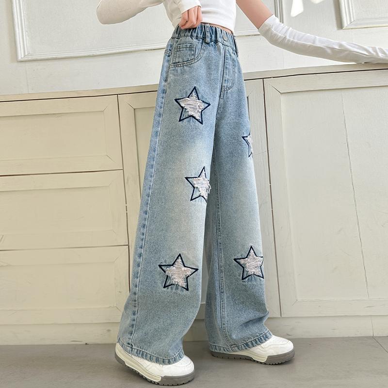 Girls' Jeans Spring/Autumn 2026 New Style Loose Straight Leg Wide Leg Pants
