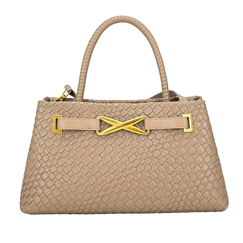 

2025 новая сумка высокого класса женская ретро плетеная узорная сумочка текстурная легкая роскошная сумка через плечо хаки