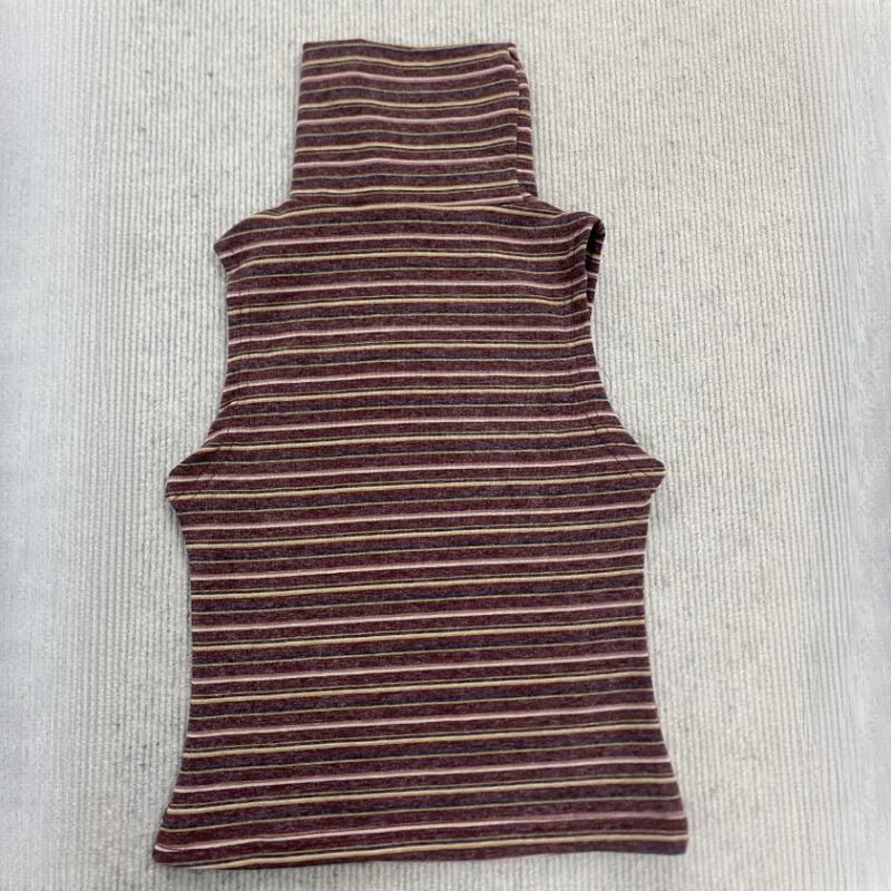 European and American Summer Retro High Neck Striped Slim Fit Vest