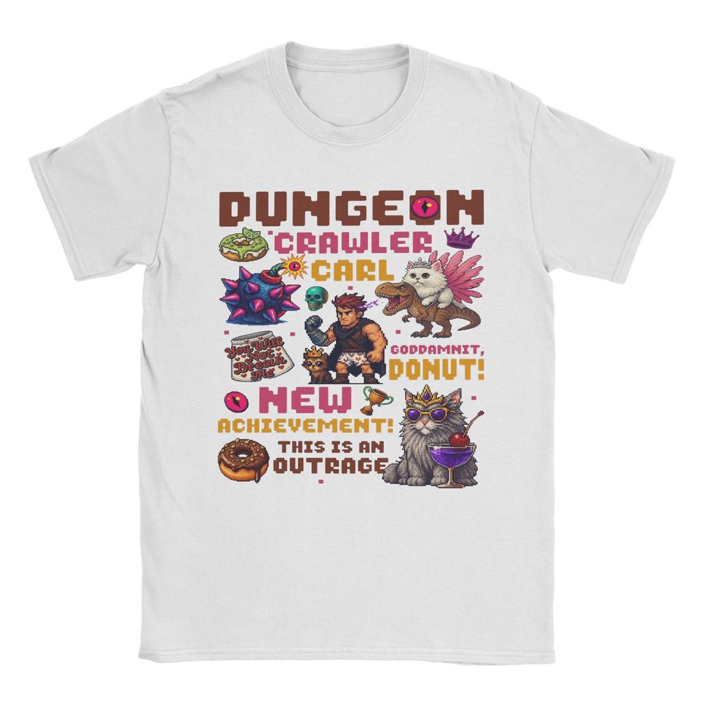 ZX Princess Donut and Mongo T Shirts Mens  Pure Cotton Vintage TShirt Round Collar Dungeon Crawler Carl Tee Shirt Clothes Summer