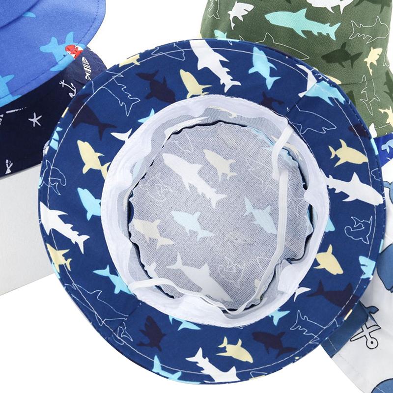 1 Piece Cotton Breathable Kids Fisherman Hat 0-4 Years Cartoon Printing Whale Baby Bucket Hat Infant Toddle Sun Hat