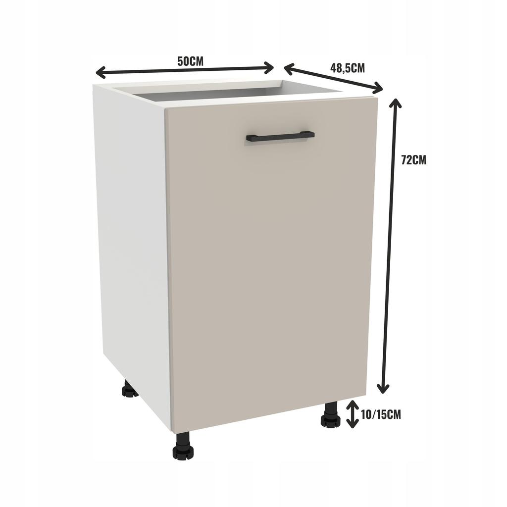 Lower Kitchen Cabinet 50 Capri Body White Front Cashmere Matte
