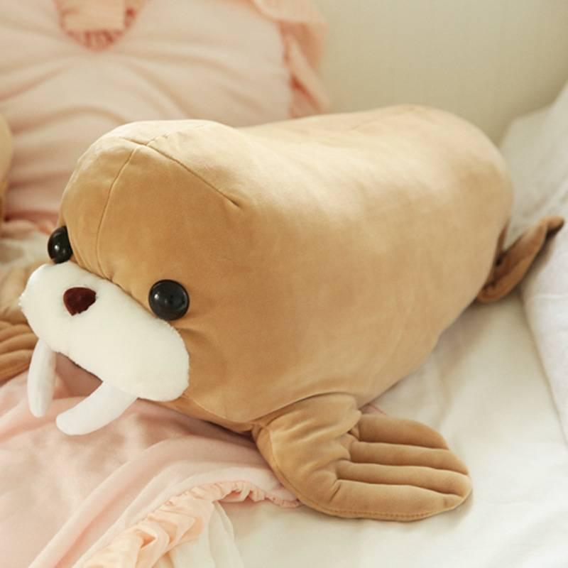 Soft Plush Stuffed Animal Walrus Pillow For Bedroom Or Office Decor
