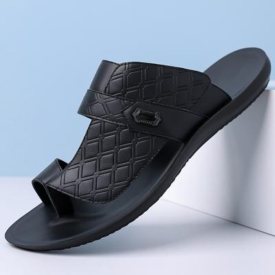 Minimalistische und stilvolle Herren-Sommer-Freizeit-Flatsandalen – Zum Hineinschlüpfen, aus echtem Leder, für den Innen- und Außenbereich geeignet