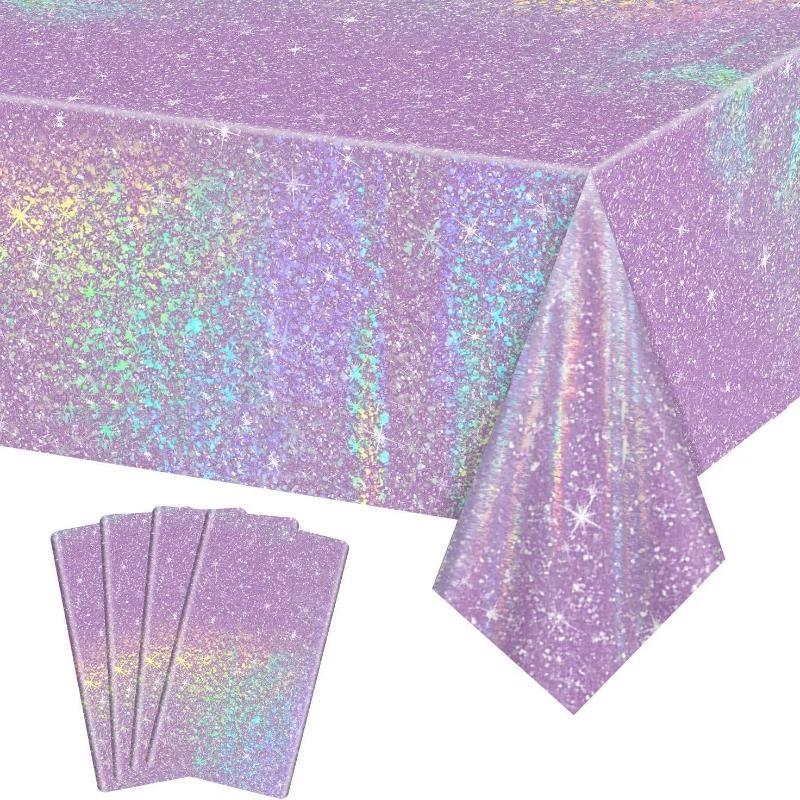 Iridescent Disposable Tablecloth Rainbow Laser Birthday Decoration Tablecloth For Bridal Wedding Party Supplies