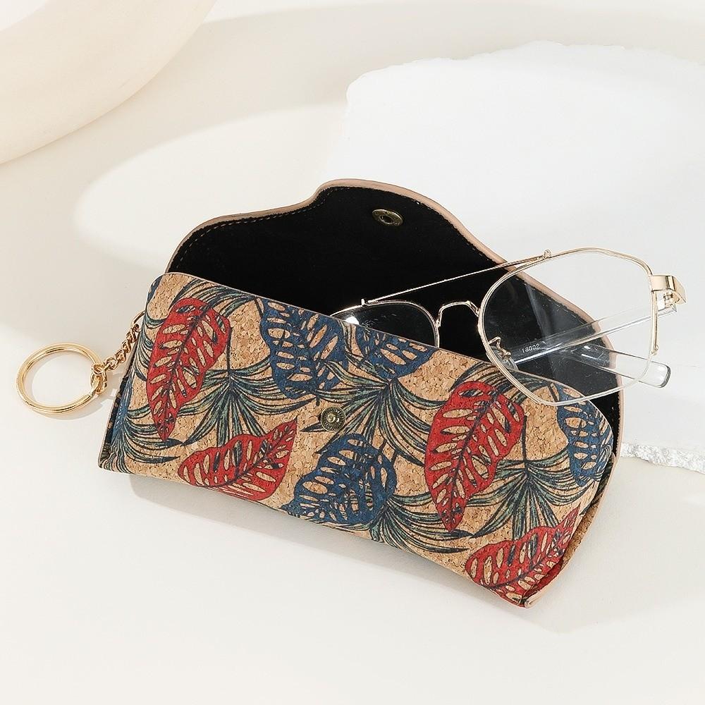 Portable Retro Print Eyeglasses Box Pressure-Resistant Buckle Keychain Sunglasses Case Lightweight Glasses Case Women