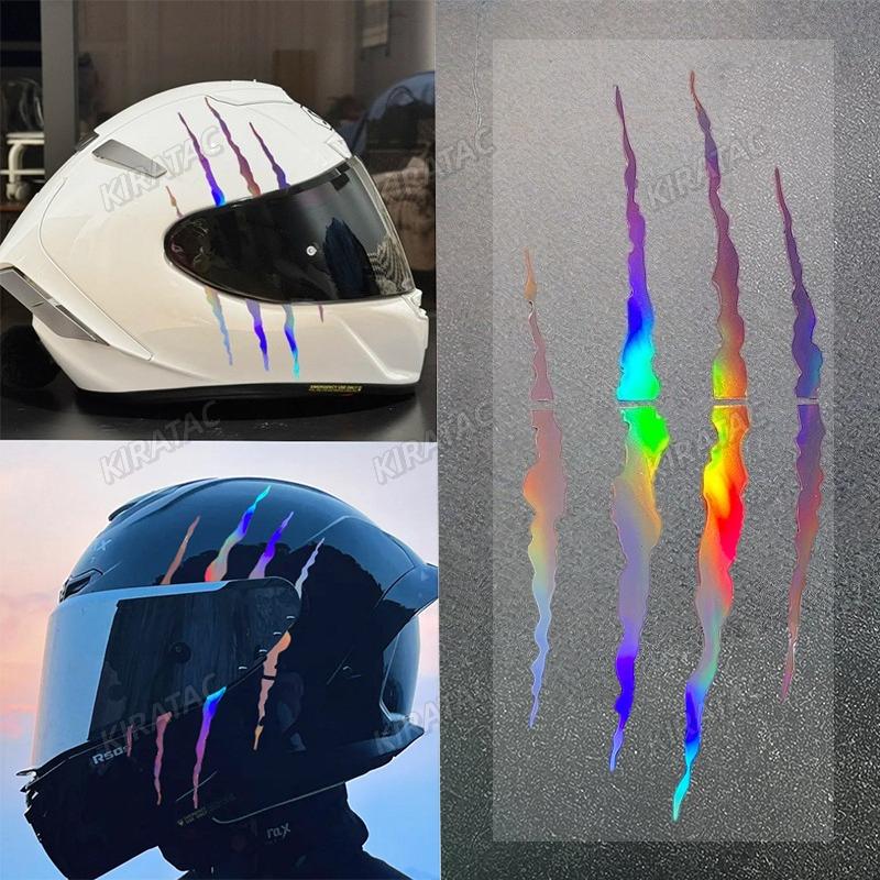 1 Stück Monster-Kralle-Kratzer Rosa Laser Motorradhelm-Aufkleber DIY Motorrad-Kraftstofftank-Verkleidung Roller Wasserdichte Vinyl-Aufkleber