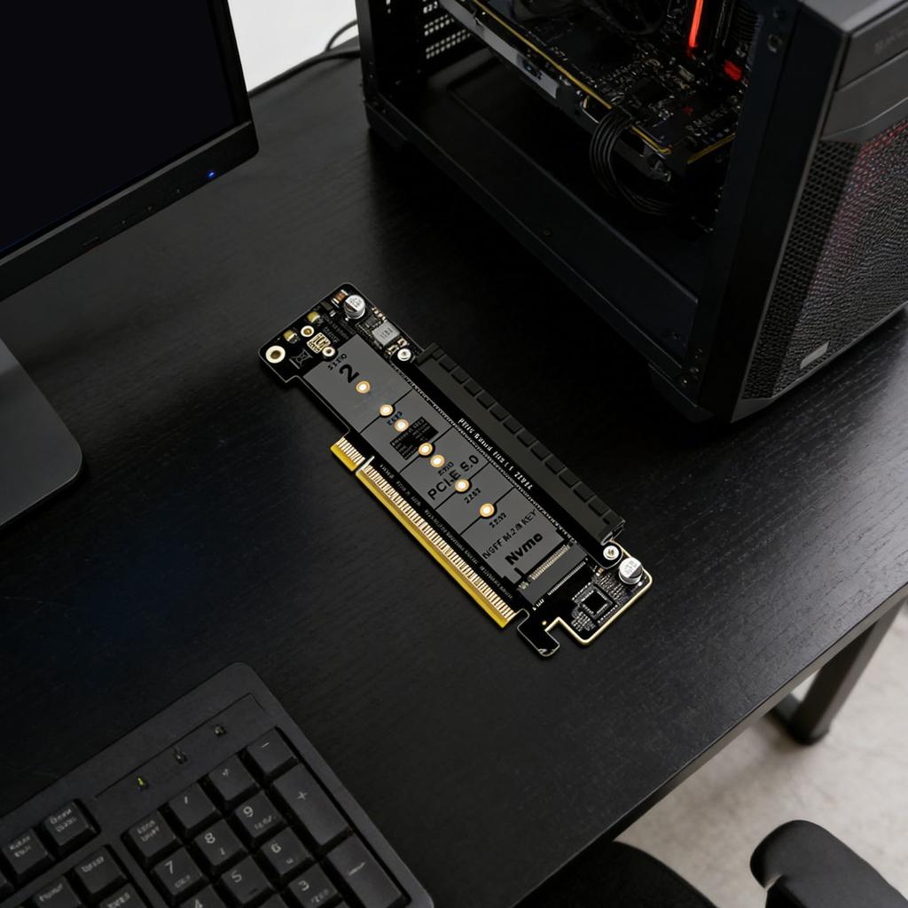PCIe5.0 Lane Splitting Expansion Adapter Card M.2 NVMe Port Expansion Card Adapter Compatible for Windows and Linux