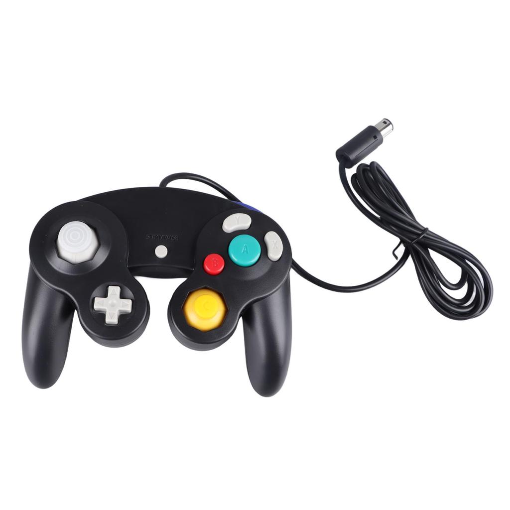 Kabelgebundener Gamecontroller Plug and Play Einzelpunkt-Vibrations-Gamepad Joystick für GC für Wii Schwarz