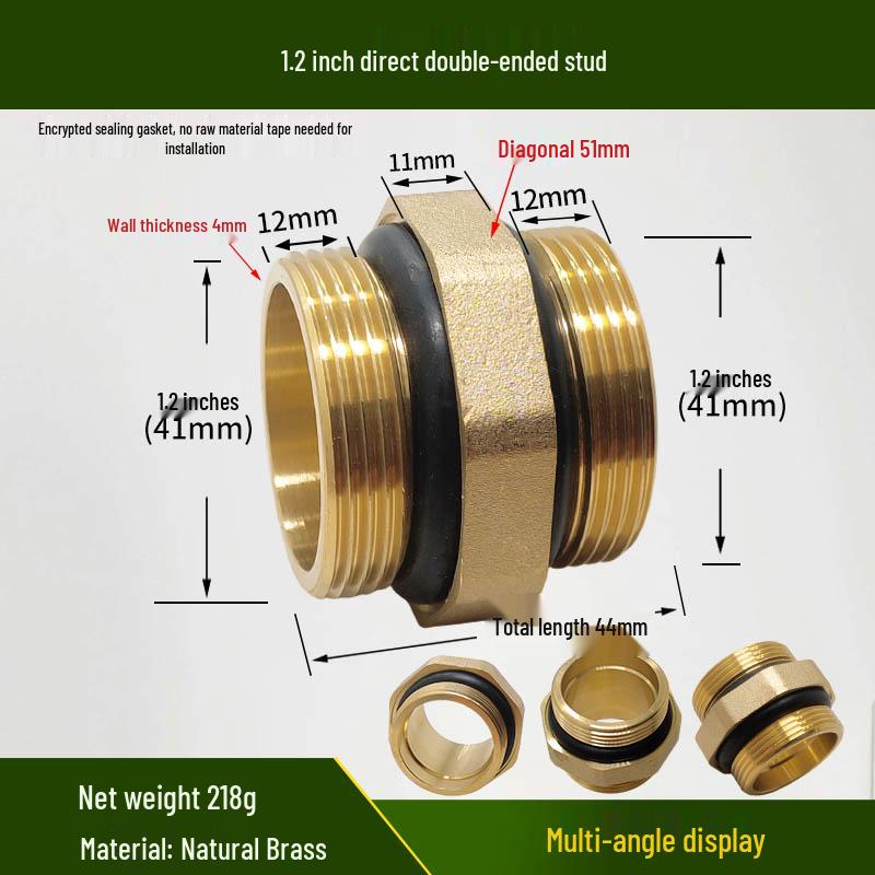 Copper Union with Inner/Outer Threads, Double Inner Thread Water Heater Connector Tee/Elbow Nipple, 46mm & 1" Thread, Different Diameters.