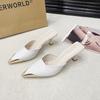 Fashion High-Heeled Shoes Lady Cover Toe Womens Slippers Outdoor Slides Shallow Female Mule Thin Mules Pointed Pumps Shoes Woman 2025 Po