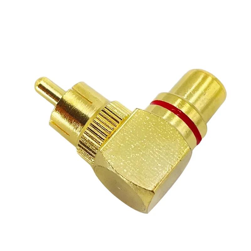 5/20/100PCS  Gold Plated Brass RCA Right Angle Male To Female Connector 90 Degree Adapters Connectors Plug To Jack