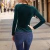 Fashion Sexy Solid Color Slim Pleated Top Women's V-Neck Long Sleeved Blouse Spring and Autumn Women's T-Shirt Clothes