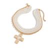 Pearls Crosses Necklace for Women Elegant Gold Layer Choker with Statement Pendant and Buckles Chain Adjustable