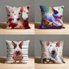 Funny Bull Terrier Dog Pillow Case For Sofa Decor Car Office Room Printing Cushion Cover Decorations and Protector