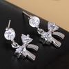 Elegant Bowknot Zircon Stud Earrings - Silver Crystal Jewelry for a Youthful Look