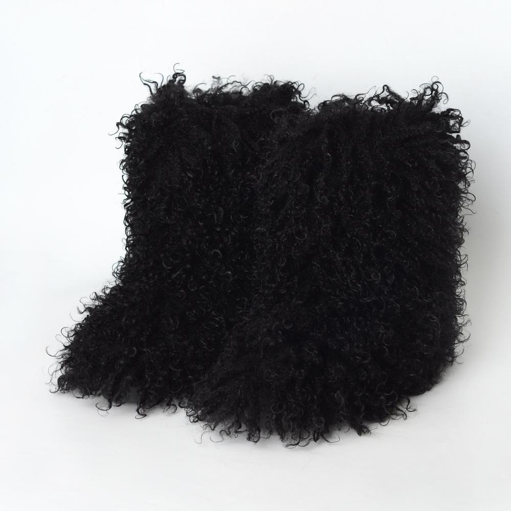 YK women's imitation fox fur snow boots imitation fur plush flat winter boots fashion cotton boots