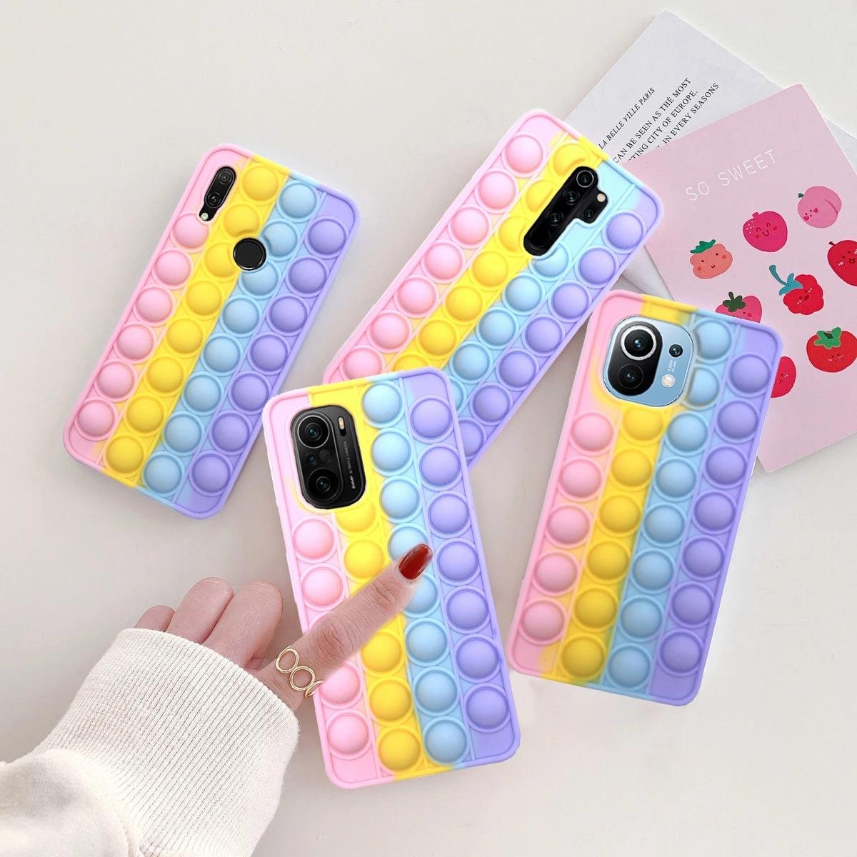 

Redmi Note 10 9 Pro 9S 7 8 Pro Push Pop Bubble Fidget Toy Case Мягкий чехол для Redmi 9 9T 9C 9A Mi Poco X3 M3 K40 Сенсорное средство для снятия стресса