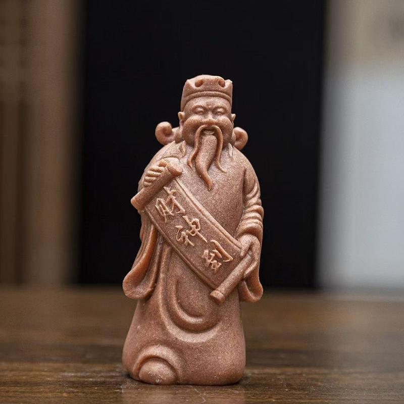 Sandstone God of Wealth Statue Chinese mythological figure ornaments Home Office Wealth Gathering Decoration Accessories