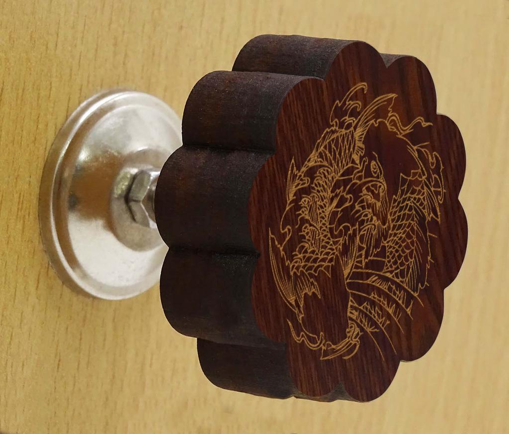 IBA Indianbeautifulart Braun Gravierte Knöpfe Packung mit 10 Hölzernen Schranktürknöpfen Schublade