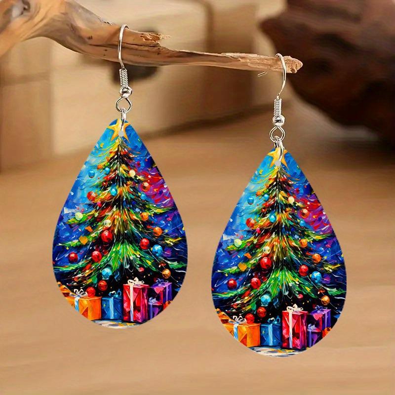 Vintage Creative Christmas Party Wooden Earrings Ornaments