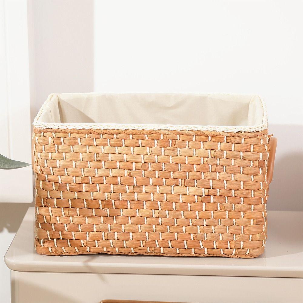 1Pcs Rattan Woven Storage Basket Kitchen Organizer Seagrass Bins Durable Wicker Basket