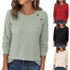 2026 Autumn and Winter New European and American Cross-border New Round Neck Long-sleeved T-shirt Women's Button Decorative Waffle Casual Top