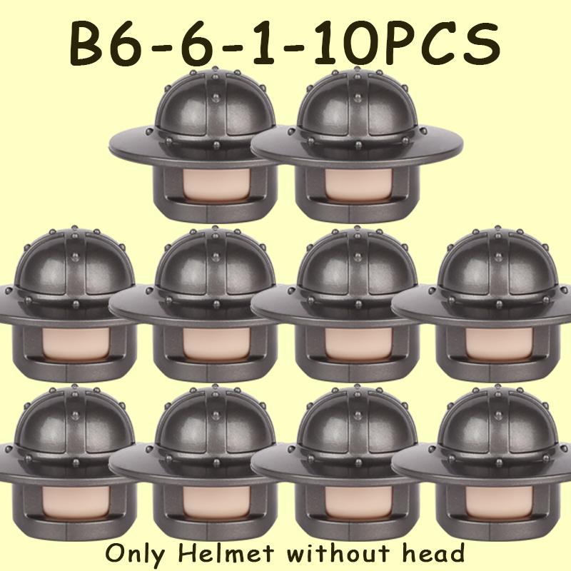 MOC Medieval Military Castle Soldier Figures Helmets Series Building Blocks Knights Accessories Warrior Hat  Bricks Toys Gifts
