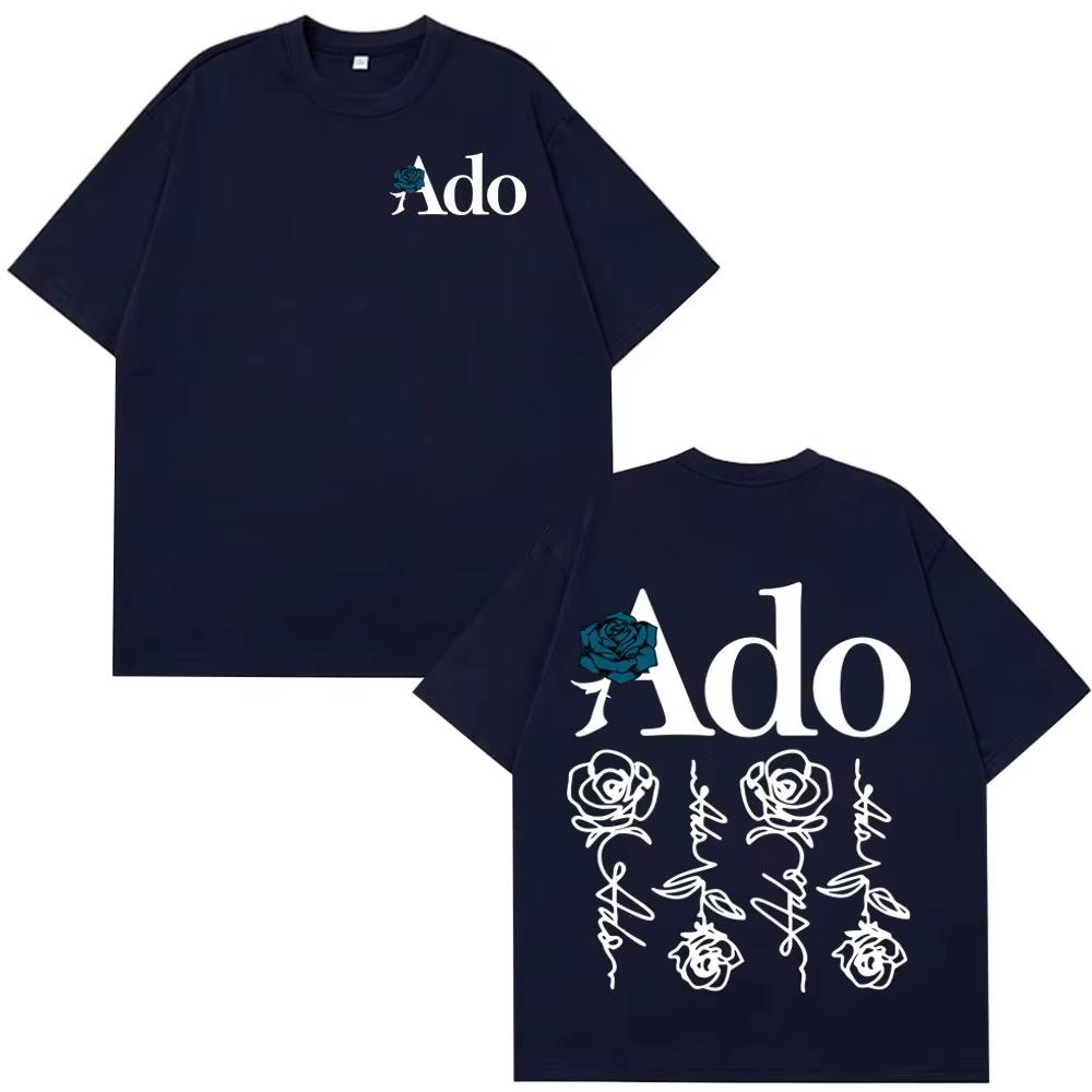 Ado Blue Rose World Tour Hibana Tshirt Fashion Short Sleeve Aesthetic Trendy Casual Wear Streetwear 2026 SpringSummer New