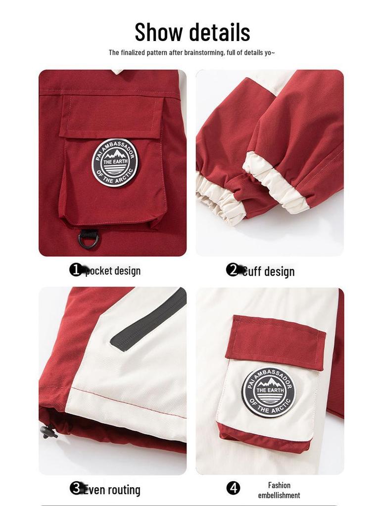 Girls' 2025 Three-in-One Windbreaker: Waterproof, Windproof, and Thickened for Autumn and Winter. Loose-fitting, Trendy Outdoor Coat.