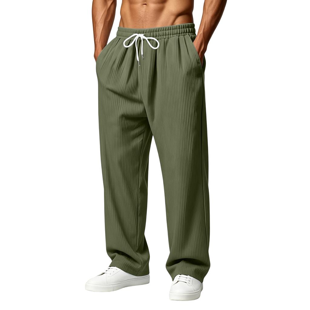 Men's Color Casual Wide Leg Sweatpants with Elastic Waist, Loose Fit Straight Pants for Daily Wear