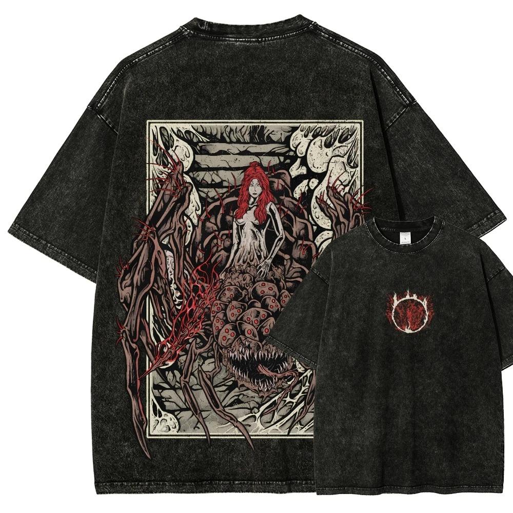 Dark Souls Bonfire Knight Vintage Praná Trička, Unisex Soulsborne Hra Fanoušek Streetwear Tričko, 100% Bavlna Ležérní Krátký Rukáv