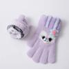 5-12 Years Winter Children Girl Knitted Warm Soft Cartoon Rabbit Full Finger Outdoor Lovely Girl Gloves